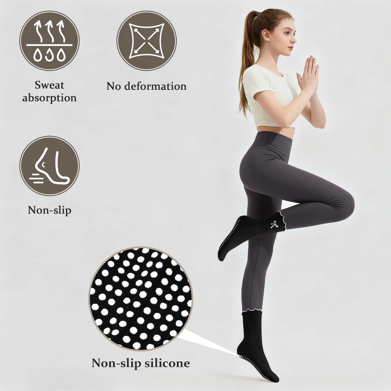 3 Pares de Meias de Pilates An - Medias Para Pilates Y Yoga avaliação e preço